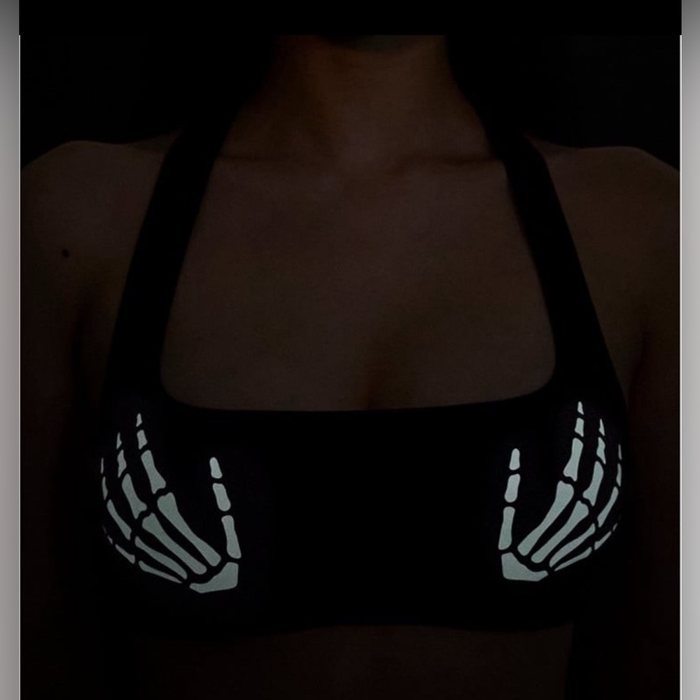 NWT VS PINK Halloween 2025 Glow In The Dark Skeleton Hand Bralette size 2X
